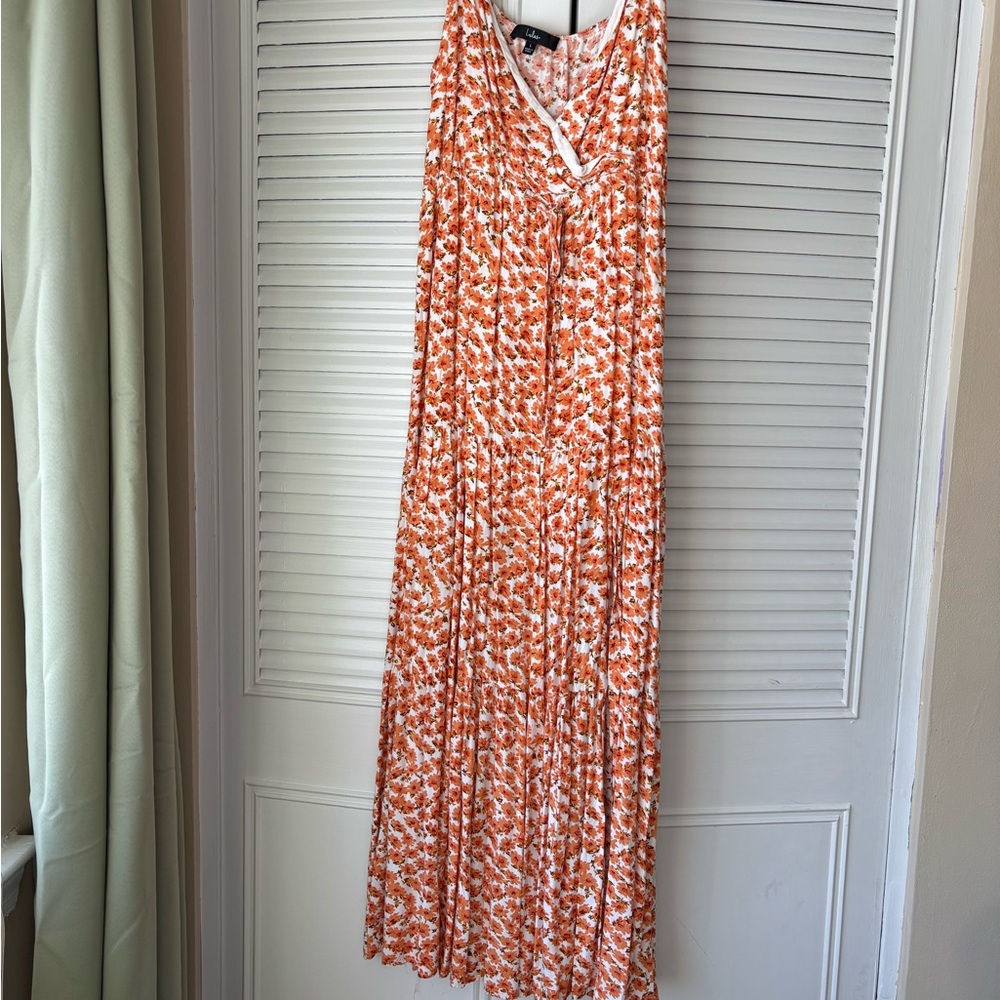 Lulu's Vibrant Orange Floral Maxi Dress